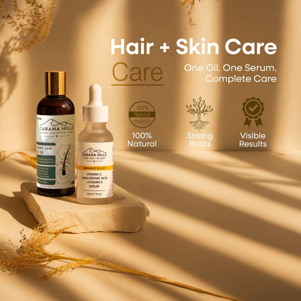 Combo -  Lusture Leaf Hair Oil + Cabana Hills Vitamin C Serum